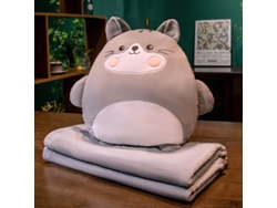 Almohada Chrui Con Manta Cálida, 100 Cm X 170 Cm (gato Gris)
