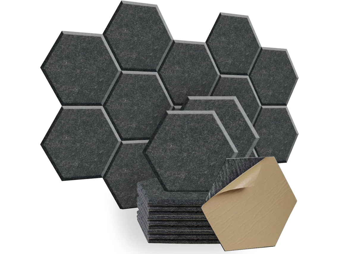 Paquete De 12 Paneles Acústicos Autoadhesivos Insonorizantes Henten Home (30x26x0,9 Cm, Negro)