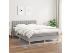 Cama Box Spring Con Colchón Tela Gris Claro 140x190 Cm