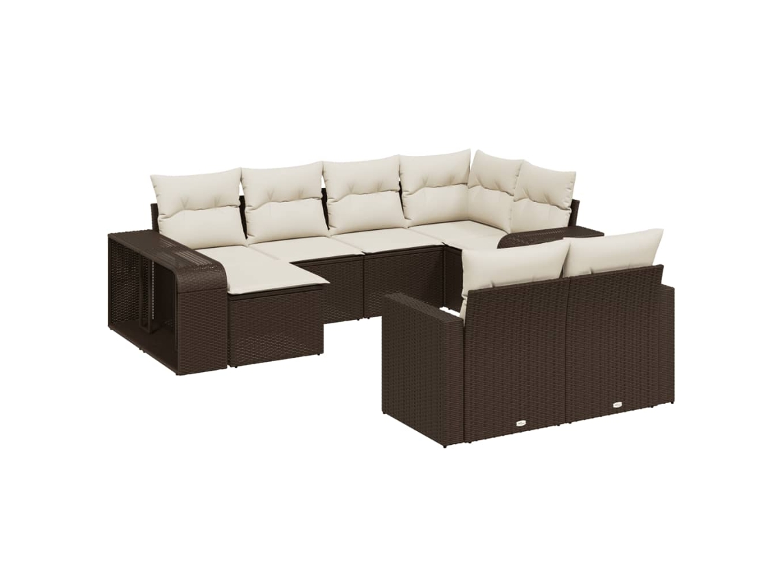 Maison Exclusive - Set De Sofás De Jardín 10 Pzas Y Cojines Ratán Sintético Marrón