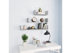 Estantes de pared (3 piezas), derivados de madera Sonoma, gris, DKD, decoración del hogar