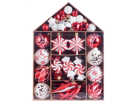 Conjunto de Bolas de Navidad ZMDECQNA Juego Adornos Piezas Árbol Paquete Regalo Pintadas Blanco - 73un (34x24x6cm)