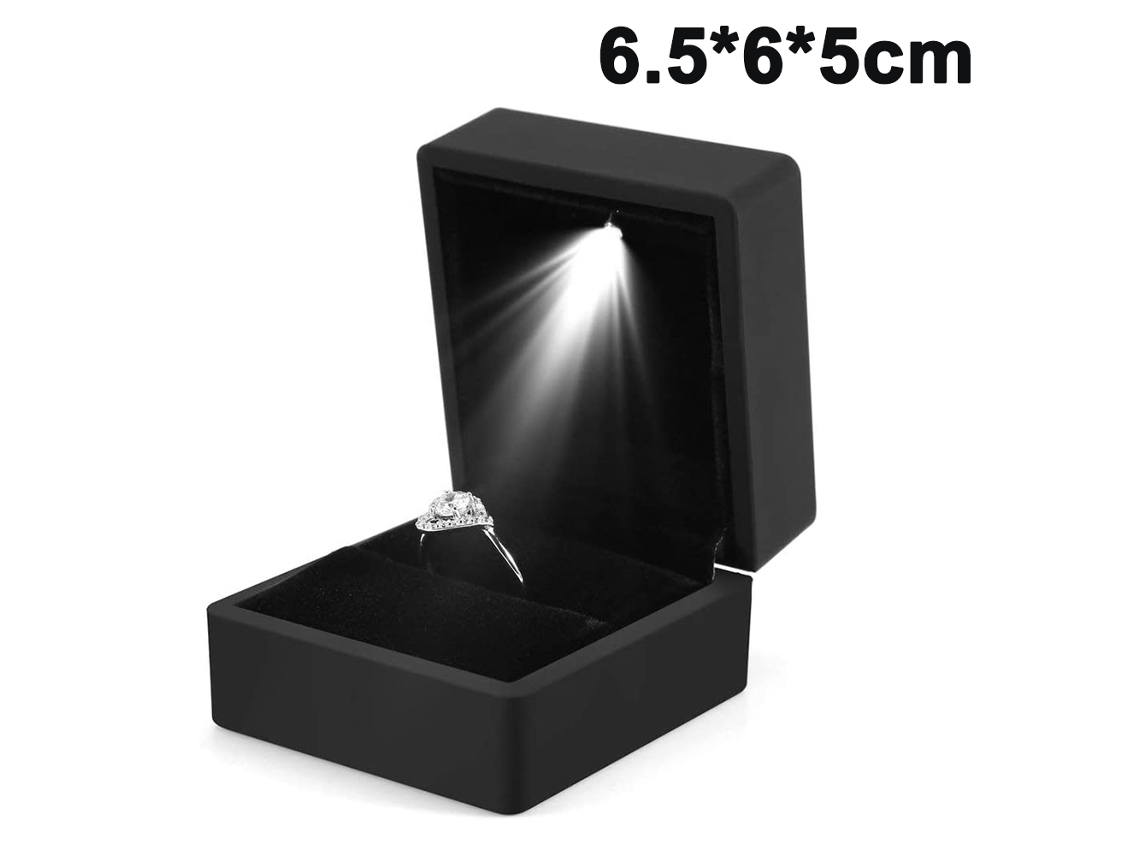 EIOORORRIY Caixa Iluminada Led Par Aliança Brinco Porta-jóias Organizador De Embalagem Para Noivado Casamento Presente