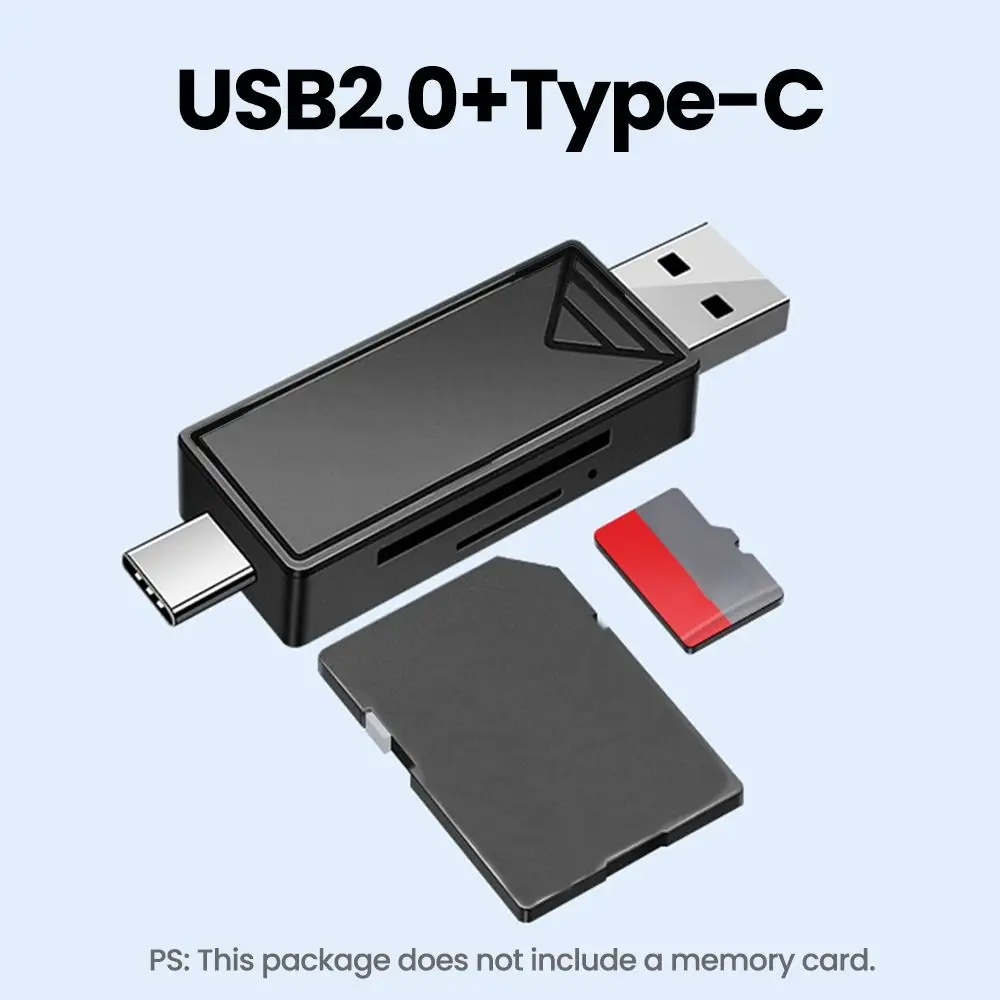 Lector de tarjetas USB 2.0/Tipo-C a ranura para tarjeta SD/TF