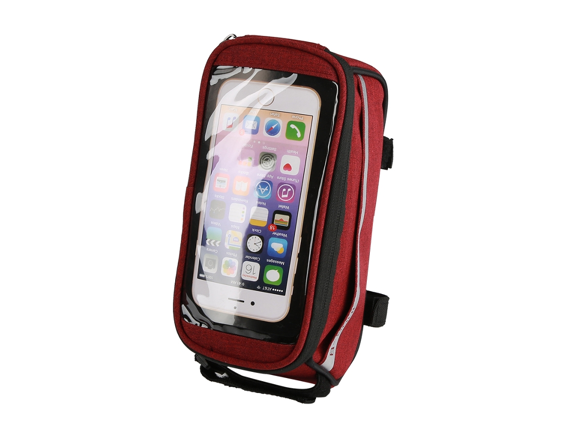 2026-bolsa De Almacenamiento Para Teléfono En El Tubo Del Marco Delantero De Bicicleta B Soul Con Cierre De Velcro Para Ciclismo Rojo