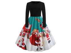 2026-vestido Midi Vintage De Navidad Para Mujer Con Estampado De Santa Claus Manga Larga Rockabilly Elegante Para Fiesta