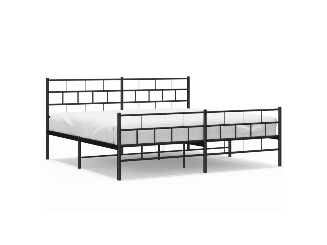 Maison Exclusive - Estructura Cama Sin Colchón Con Estribo Metal Negro 200x200 Cm