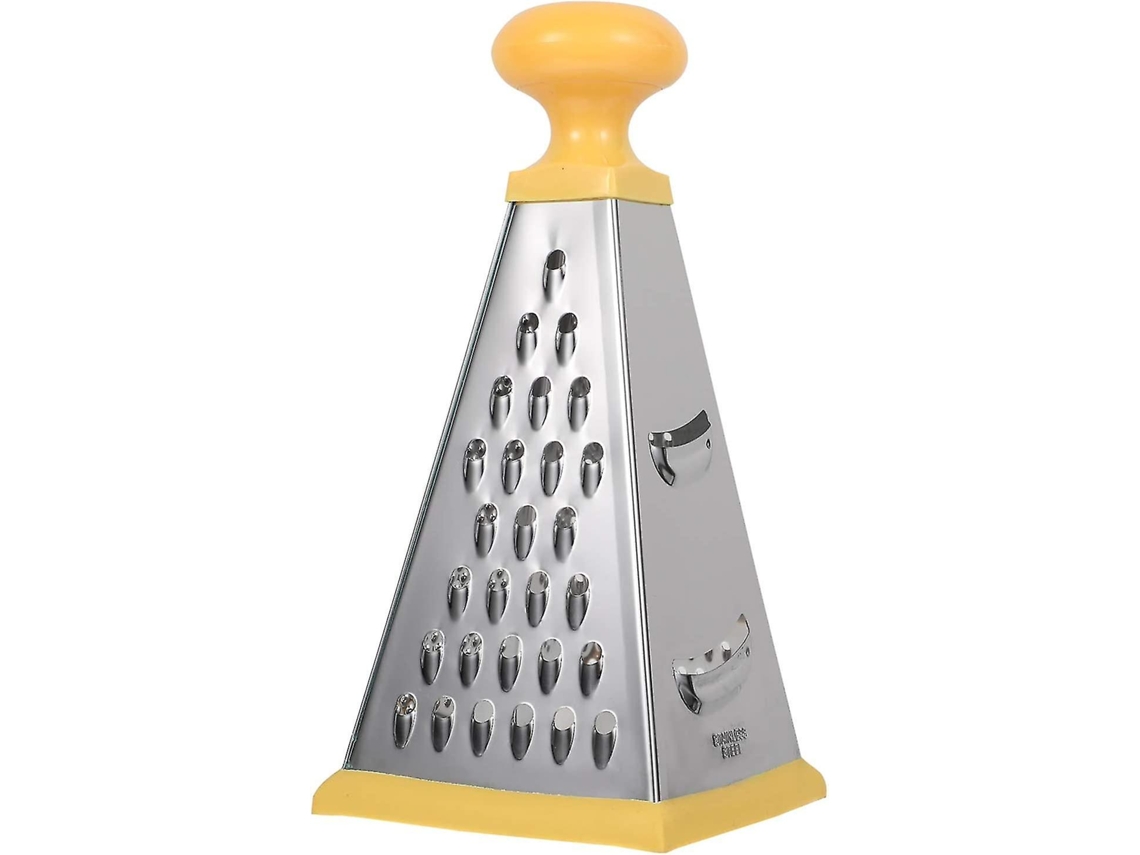 Rallador Multifuncional Acero Inoxidable Para Queso Verduras Jengibre Con Mango Silicona Antideslizante Amarillo 10.8x23cm