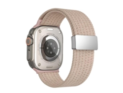Pulsera elástica de nailon de 4 hebras XIAOMOYU para Apple Watch de 42/41/40/38 mm con cierre magnético - Color rosa