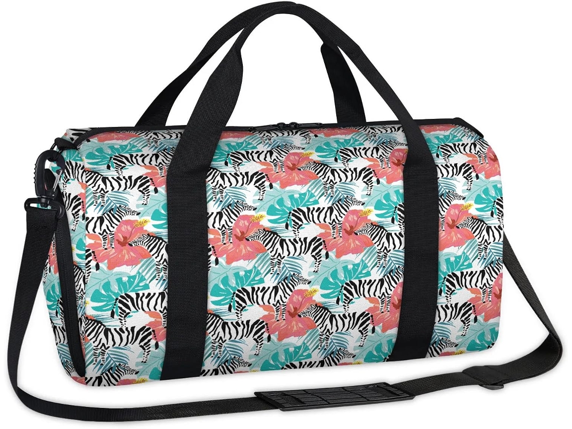 Bolsa Deportiva Zebra Hibiscus Palm Bolsa Fin Semana Bolso Tote Informal Gimnasio Viaje Equipaje Para Niños