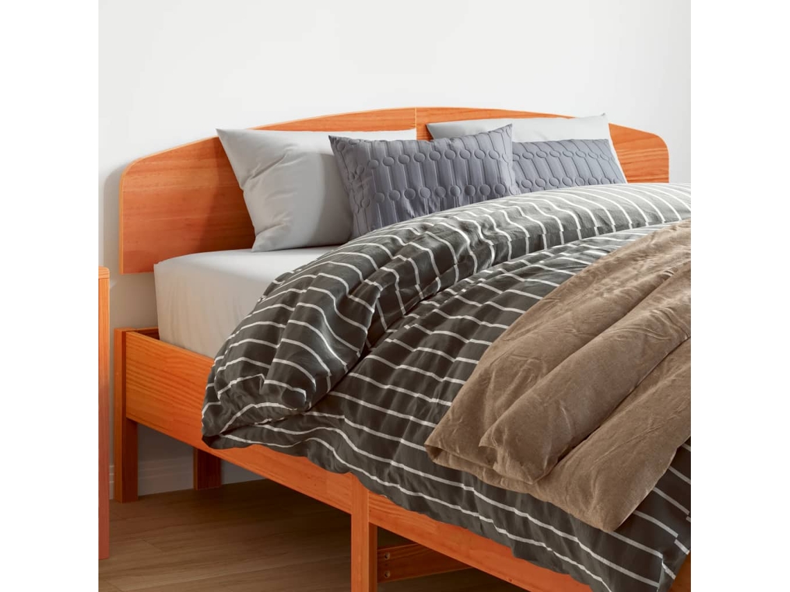 Cabecero De Cama Madera Maciza De Pino Marrón Cera 150 Cm