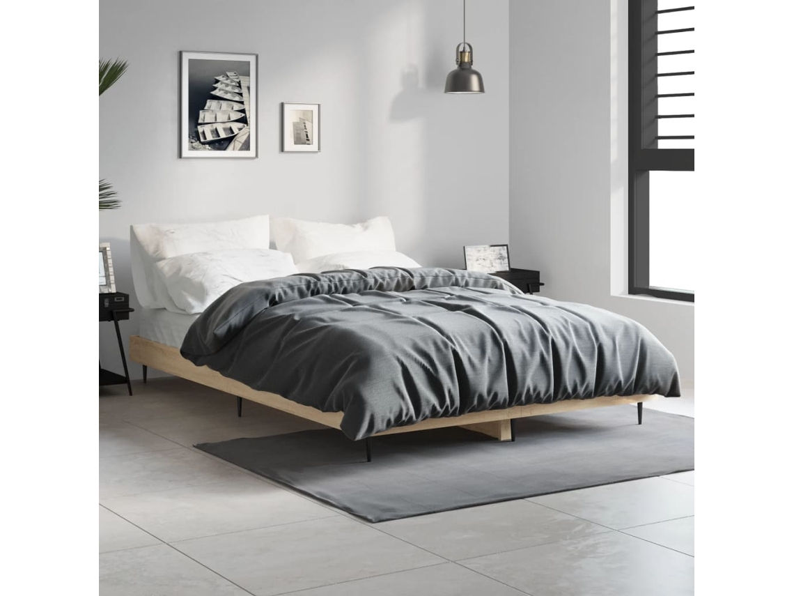 Estructura De Cama Sin Colchón Madera Roble Sonoma 120x190 Cm
