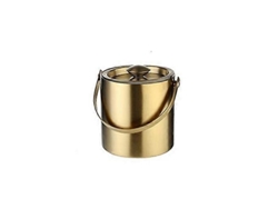 Cubitera de acero inoxidable dorado con tapa, diseño isotérmico para bares y fiestas, 190 mm