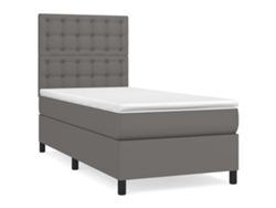 Maison Exclusive - Cama Box Spring Con Colchón Cuero Sintético Gris 90x200 Cm