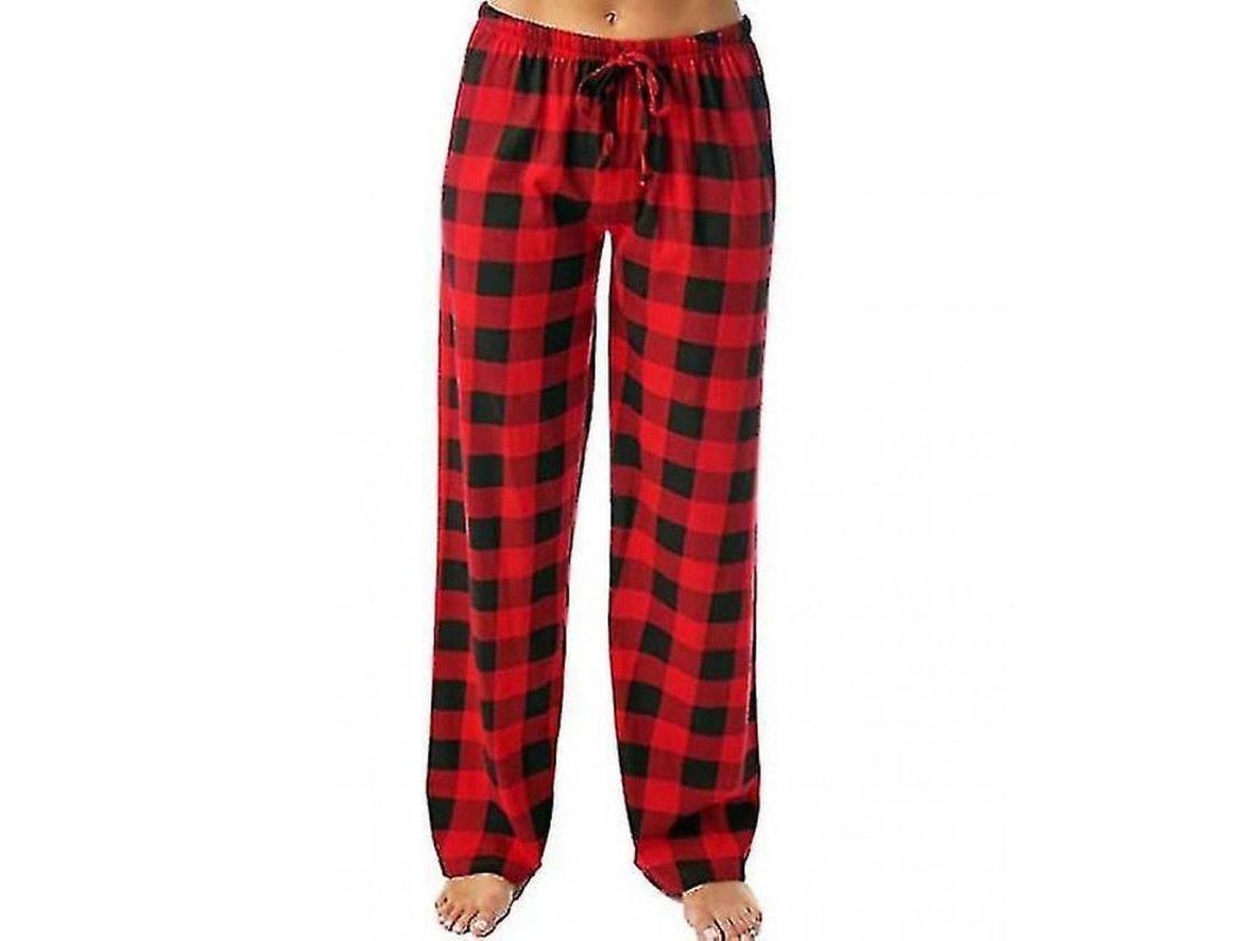 Braguitas De Pijama A Cuadros Para Mujer Con Bolsillos, Pantalones Cómodos Para El Tiempo Libre, 100 % Algodón Lqt