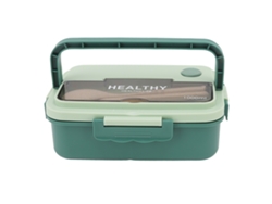 Fiambrera Bento Box De Plástico Con 3 Compartimentos, 1000 Ml, Apta Para Microondas, Color Verde Matcha.