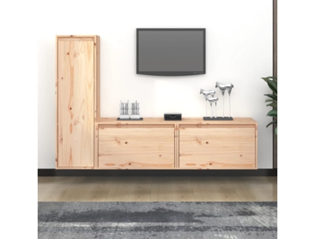 vidaXL Muebles para TV 3 piezas madera maciza de pino