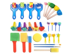 2026 30 pinceles de esponja para impresión, pintura, manualidades, arte infantil, multicolor, patrón aleatorio