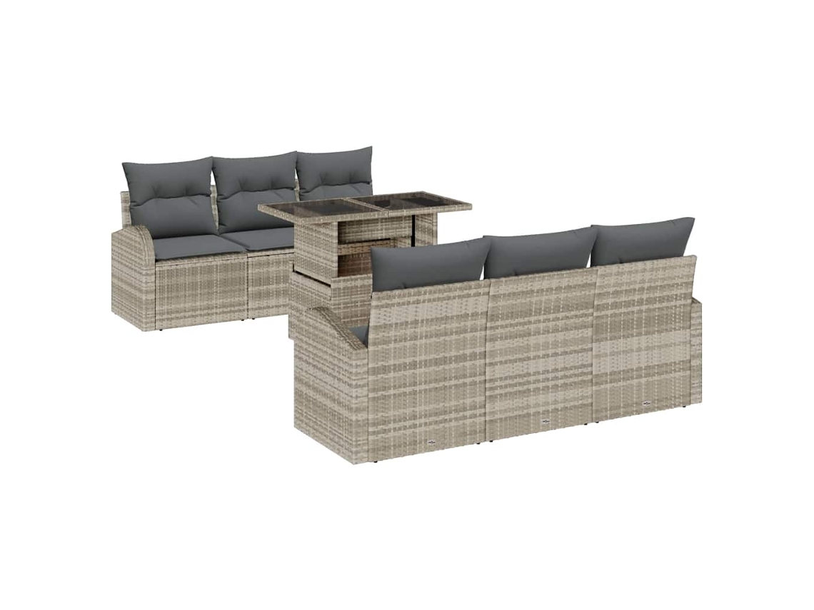 Maison Exclusive - Conjunto De Sofá De Jardín 7 Pcs Gris Claro Rattan De Poliéster