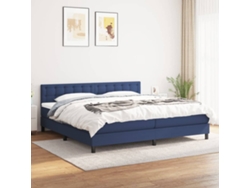 Cama Box Spring Con Colchón Tela Azul 200x200 Cm