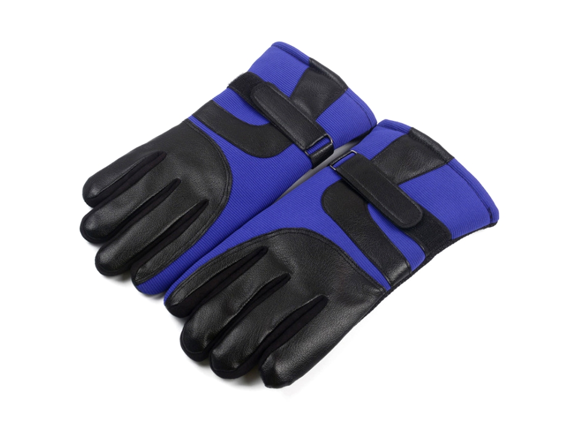Guantes de esquí de invierno para hombre, de cuero, con pantalla táctil y terciopelo grueso para conducir motocicletas.