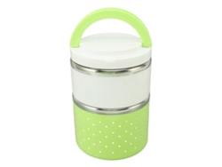 Fiambrera Bento De Acero Inoxidable, Dos Compartimentos, A Prueba De Fugas, Ligera, Con Asa Verde.