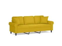 Sofá de 3 plazas con cojines decorativos en terciopelo amarillo MAISON EXCLUSIVE