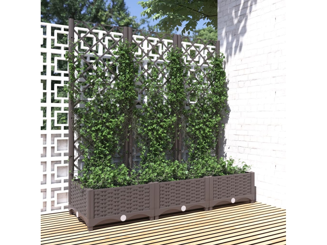 Maceta/Jardinera de Jardín con Enrejado 120X40X121,5 Cm PP Castaño