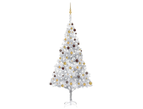 Árbol de Navidad preiluminado VIDAXL con luces y bolas plateado (240 cm)