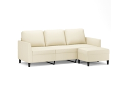 Maison Exclusive - Sofá De 3 Plazas Con Taburete Cuero Sintético Crema 180 Cm