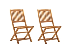 Sillas plegables de jardín de 2 piezas de madera maciza de acacia DKD Home Decor