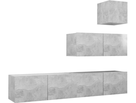 Conjunto 4 de muebles de salón VIDAXL madera ingeniería gris hormigón