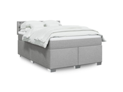 Cama Box Spring Con Colchón Tela Gris Claro 140x190 Cm