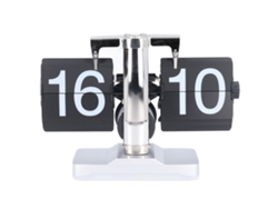 Reloj de mesa retro Bj-reloj, 24 horas, diseño lujoso y sencillo con luz ambiental, acero inoxidable, forma de hoja negra, ideal para el dormitorio.