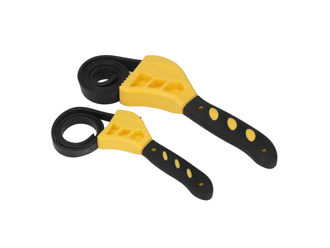 Chave De Correia Ajustável De Borracha 2 Peças 6in 8in Para Manutenção De Carros Amarela