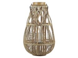 Linterna alta de madera natural BELIANI Tonga de Madera de bambú Madera clara 34x34x56