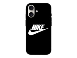 Funda Logotipo Nike Frente para iPhone 16 Plus MANIACASE Silicona Negro