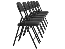 Conjunto de 6 Cadeiras de Escritório Dobrável Couro Sintético Preto Metal 46x80x50Cm 030005807 MOBIKASA