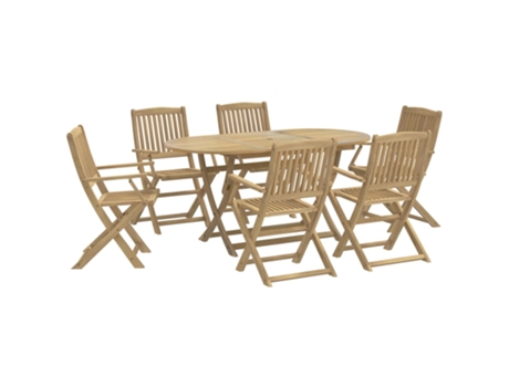 Conjunto 7 de comedor para jardín VIDAXL madera maciza acacia