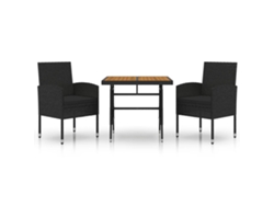 Maison Exclusive - Juego De Comedor De Jardín 3 Pzas Ratán Sintético Negro