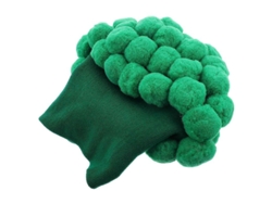 Gorro punto brócoli con pompón. Divertido accesorio vegetal invierno. Suave y cálido para adultos. Ideal fiestas.