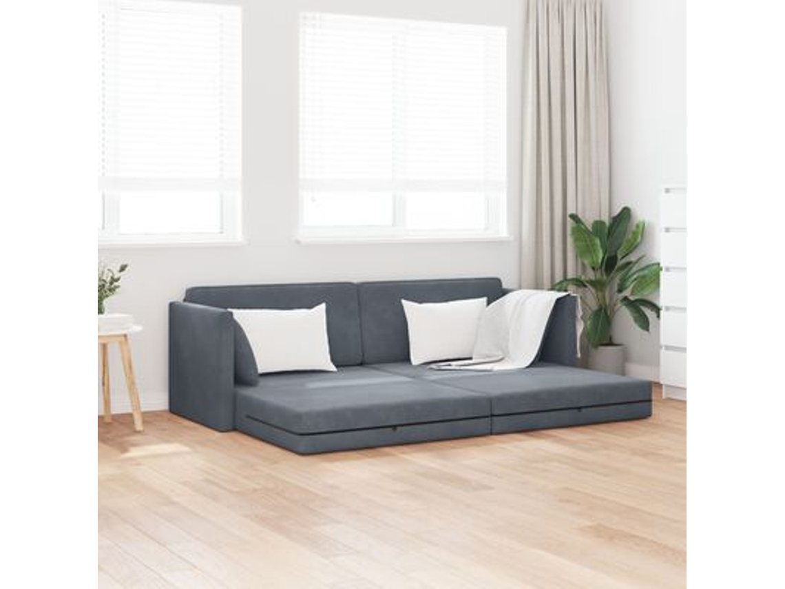 Sofá Cama De Piso 2 En 1 Gris Oscuro 213x144x60 Cm Terciopelo Wsd498301