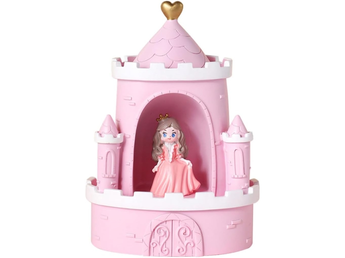 Lámpara De Escritorio Decorativa De Resina Rosa Con Forma De Castillo Para Niños Y Niñas, Adorable Luz Nocturna Y