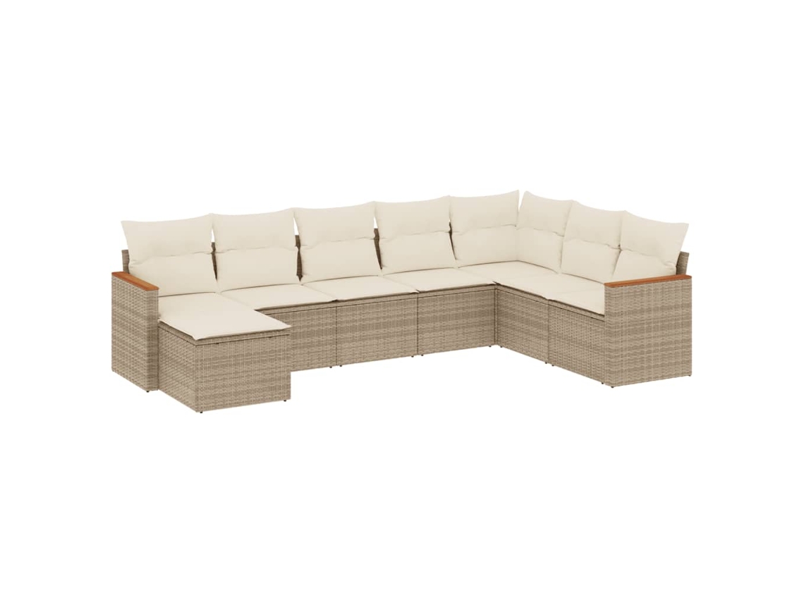 Conjunto 8 de sofás de jardín con cojines beige VIDAXL ratán PE