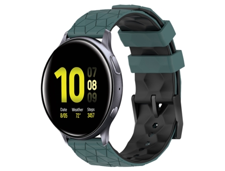Correa de reloj inteligente para Samsung Galaxy Watch Active 2, 44 mm, 20 mm, patrón de fútbol, correa de silicona de dos colores (verde oliva + ne...
