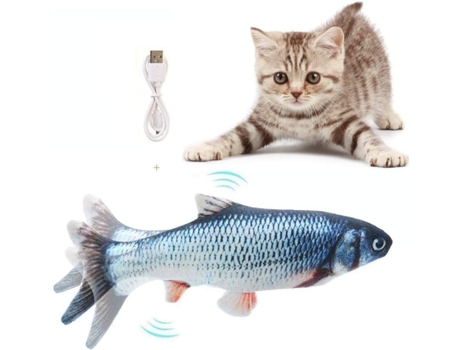 Juguete de pez gato, juguete de pez, juguete de pez electrónico de simulación móvil recargable por USB con hierba gatera (cebo de hierba blanca)