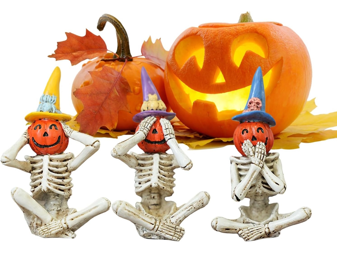 Figuras de esqueleto aterradoras de Halloween para mesa, decoración de mesa de terror de esqueleto, Gokoco
