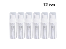 12 botellas de plástico de 60 ml con dispensador de espuma para champú, limpiador facial, jabón líquido Rosewell (transparentes)