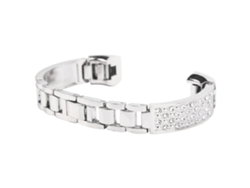 Pulseira De Aço Inoxidável Para Mulher Com Strass Pulseira Para Fitbit Decoração De Pulso Prata