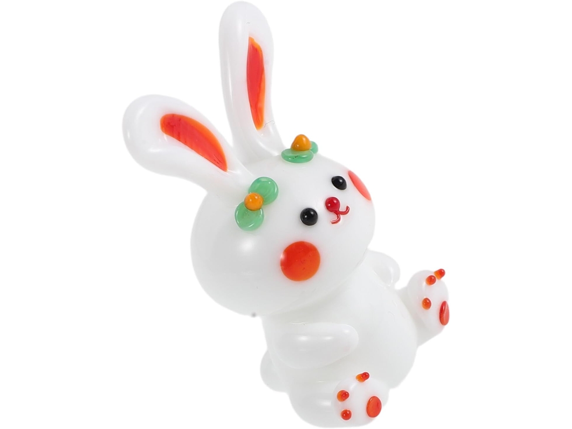 Figura de conejo de cristal blanco, diseño realista único, fácil de cuidar, ideal para conejos, mesa, hogar, para GOKOCO